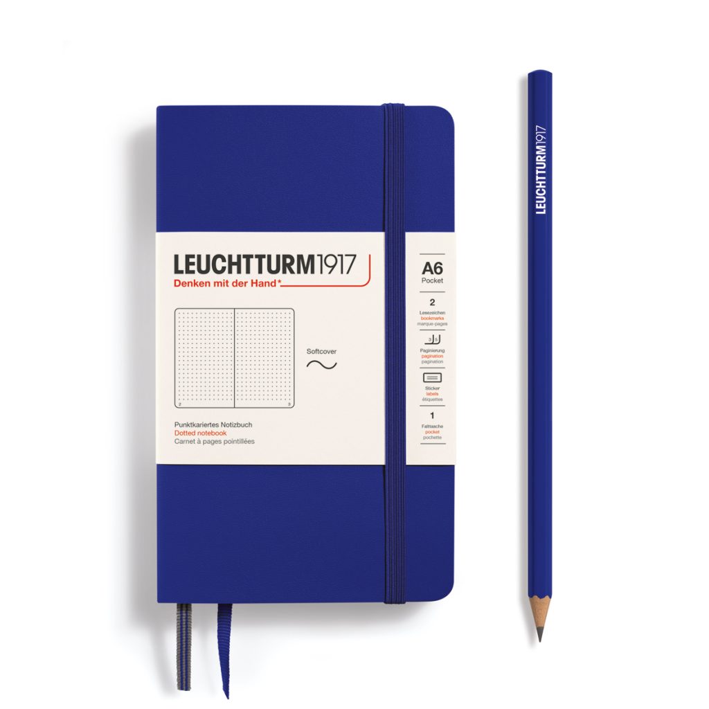 Notebook Softcover Pocket (A6), dotted, 123 pages, Ink
