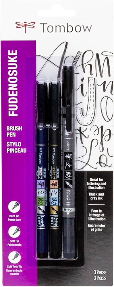 Tombow Fudenosuke Brush Pen - 3 Pack