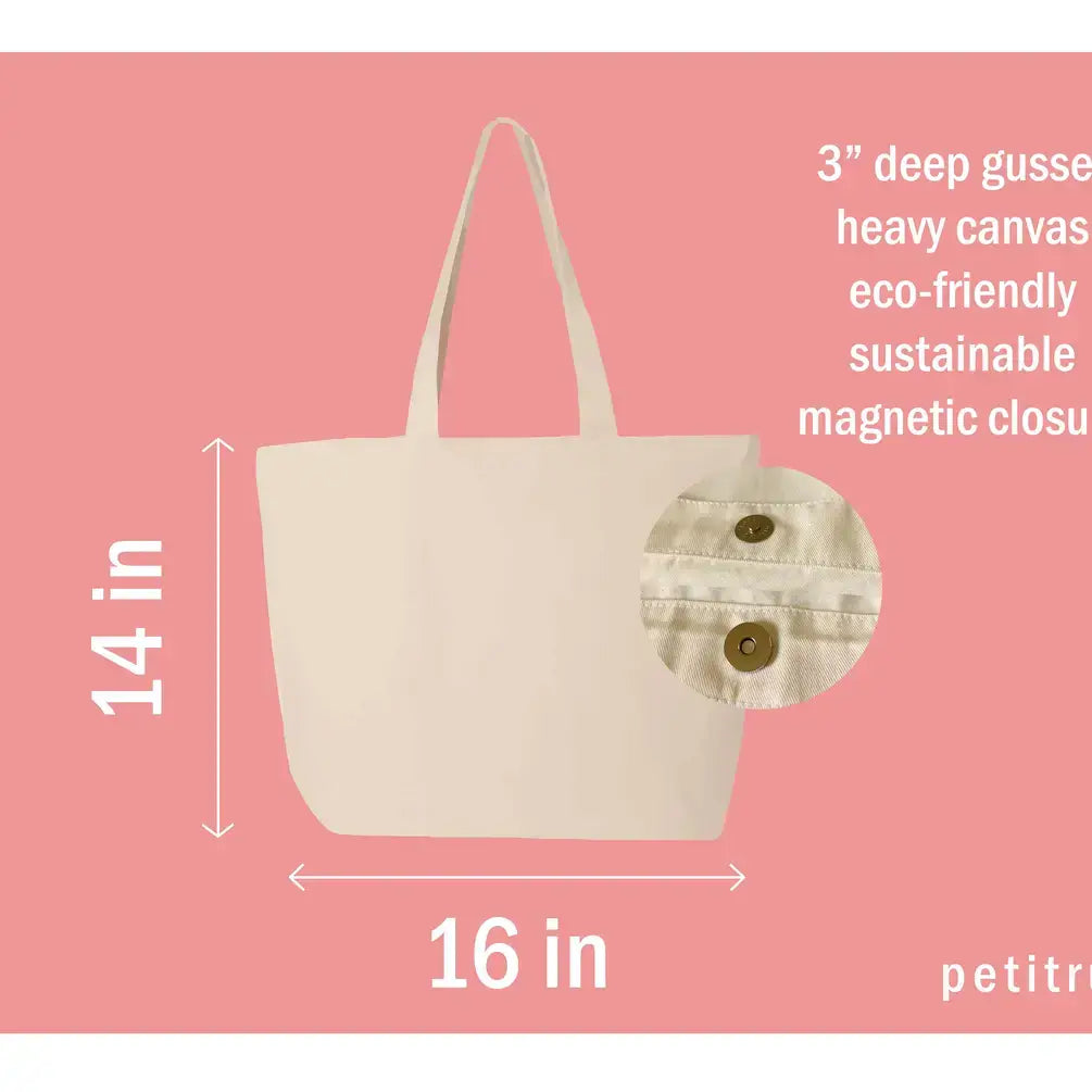 Word Squirrel Embroidered Tote Bag Heavy Cotton Canvas