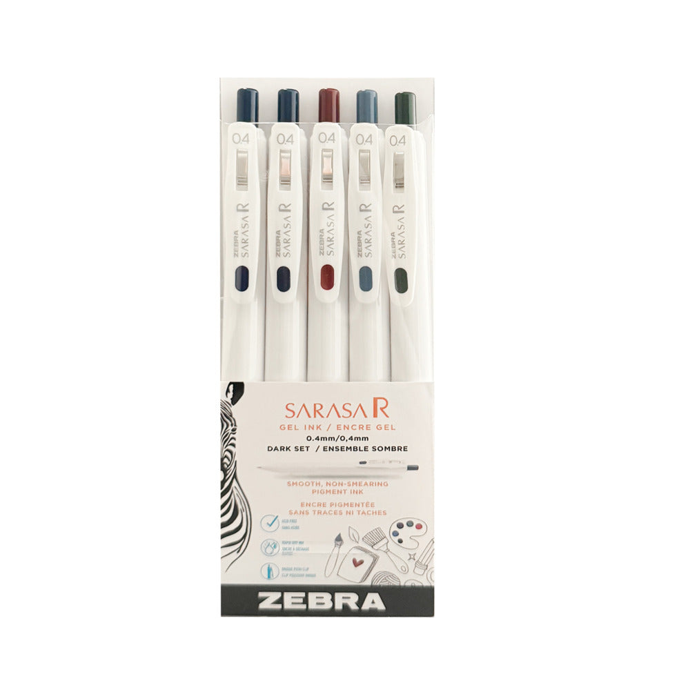 SARASA R Retractable Gel Pen Set, 0.4mm - Dark Colours (5pk)
