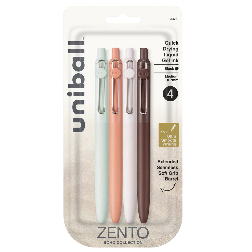 Zento Liquid Gel Ink Retractable Pen Set, 0.7mm - Boho (4pk)