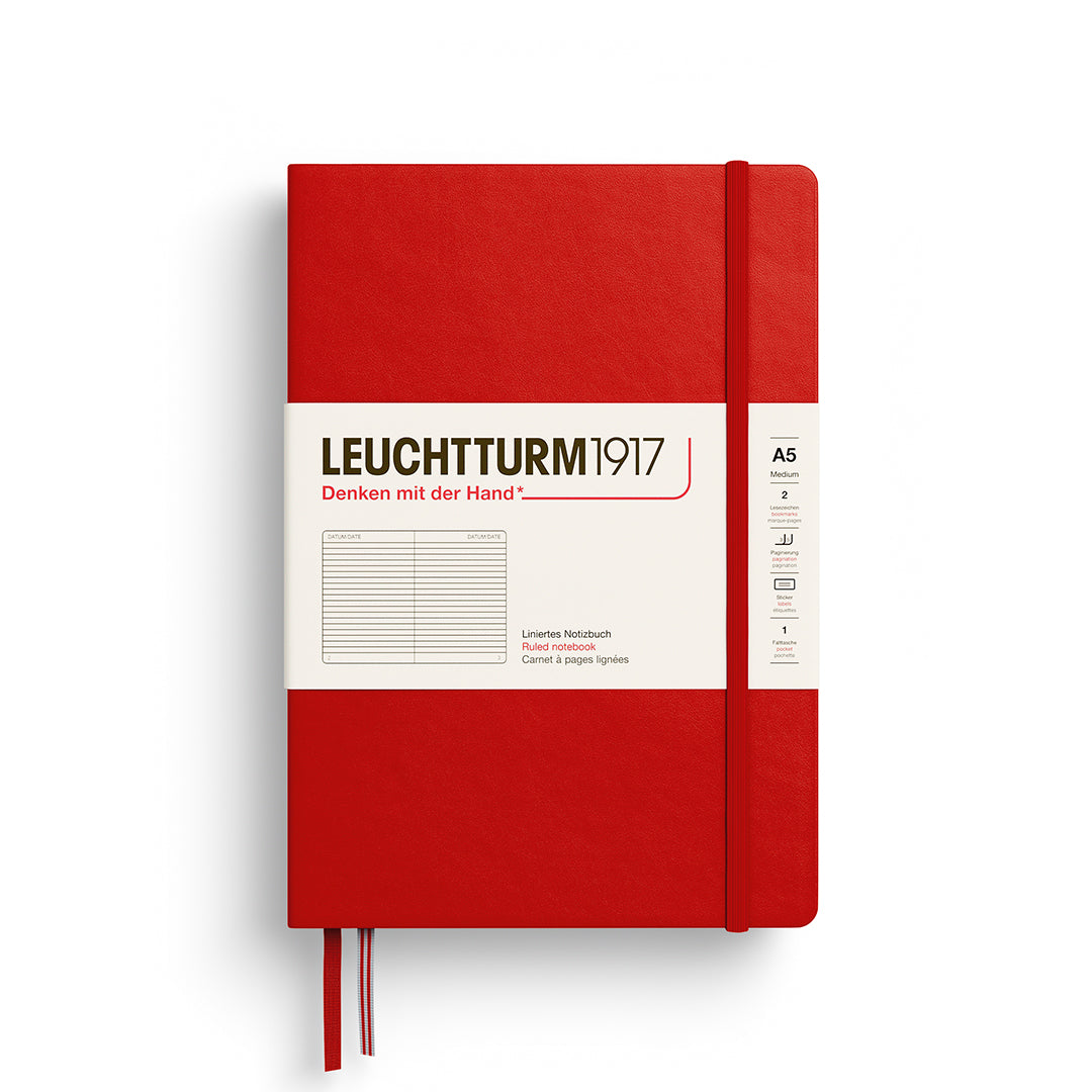 Notebook Medium (A5), Hardcover, 251 numbered pages, Cherry, ruled