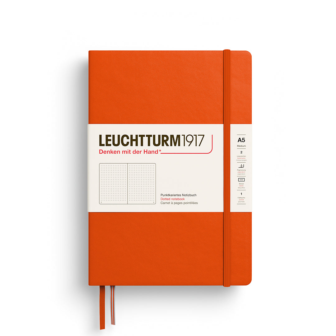 Notebook Medium (A5), Hardcover, 251 numbered pages, Pumpkin, dotted