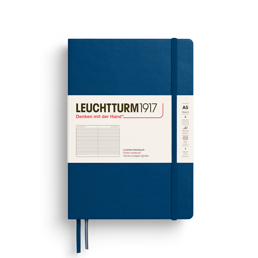 Notebook Medium (A5), Hardcover, 251 numbered pages, Indigo, ruled