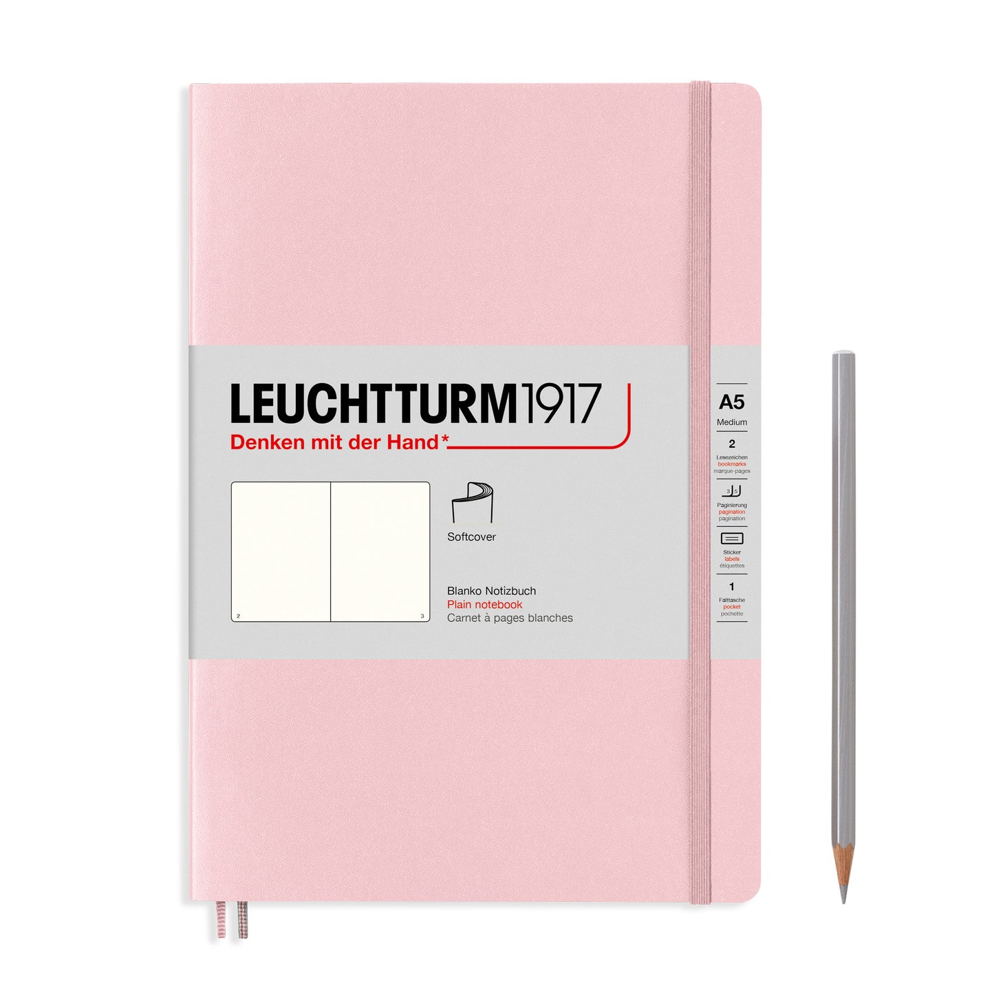 Notebook Composition (B5), Softcover, 123 numbered pages, Powder, plain