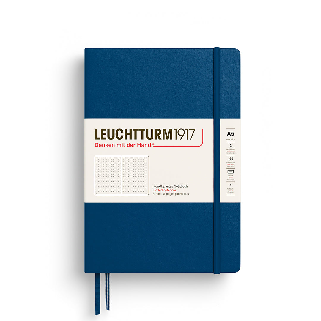 Notebook Medium (A5), Hardcover, 251 numbered pages, Indigo, dotted
