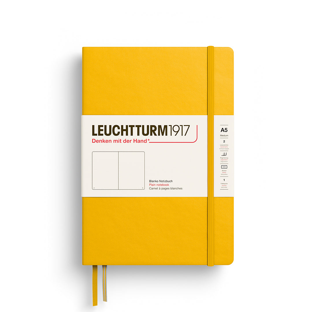 Notebook Medium (A5), Hardcover, 251 numbered pages, Sunflower, plain