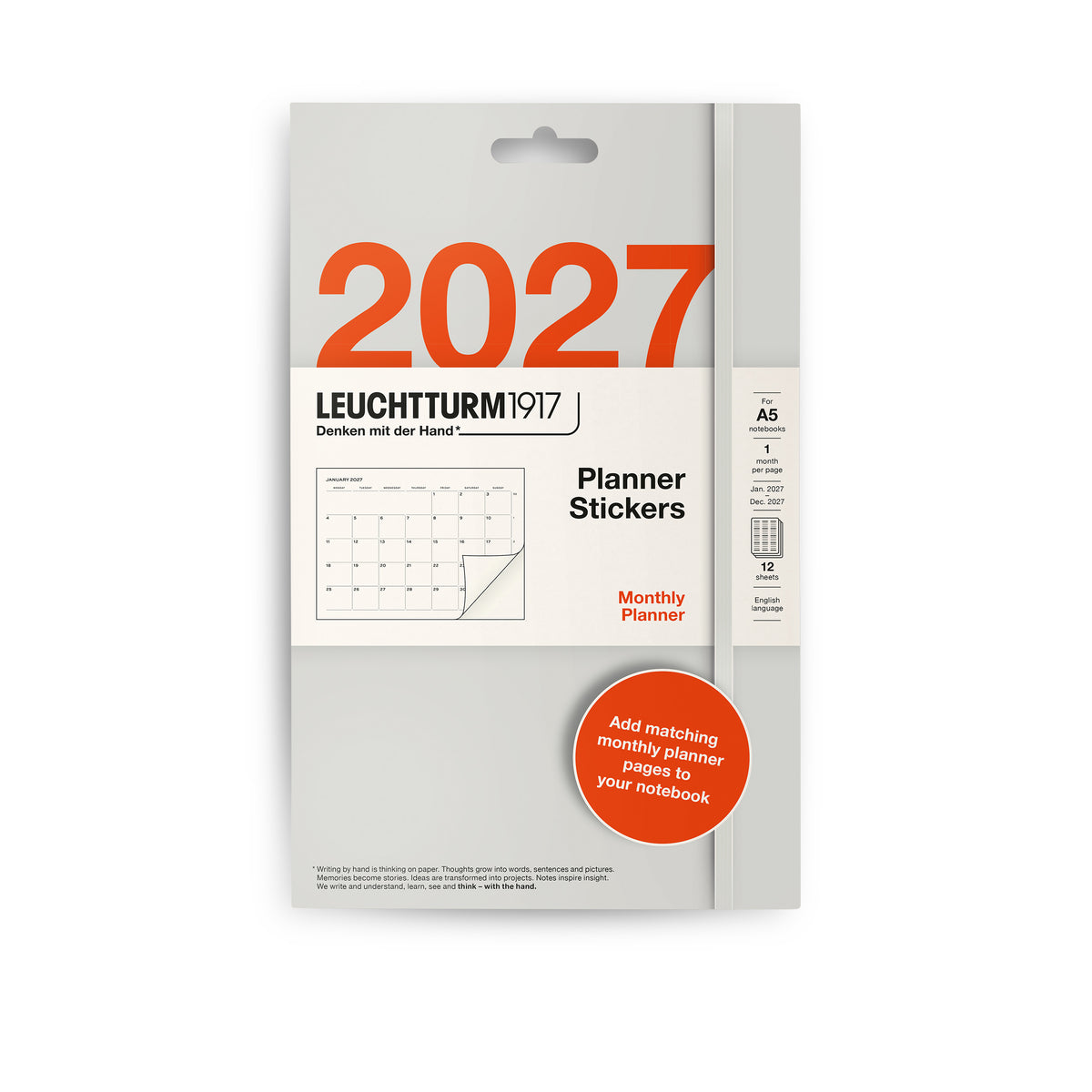 Planner Stickers 2027, Monthly overviews, English