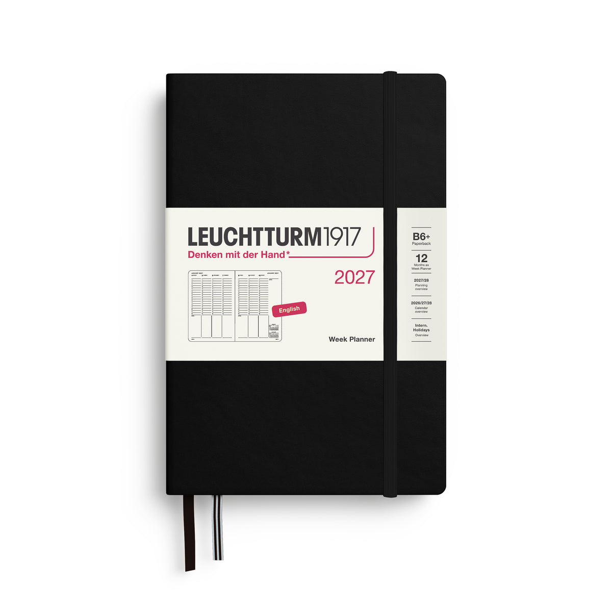 Week Planner Paperback (B6+) 2027, Black, English