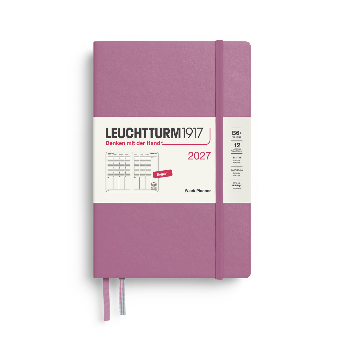 Week Planner Paperback (B6+) 2027, Dusty Rose, English