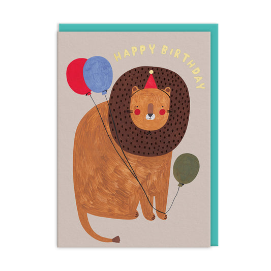 HBD Lions with Balloons Greeting Card