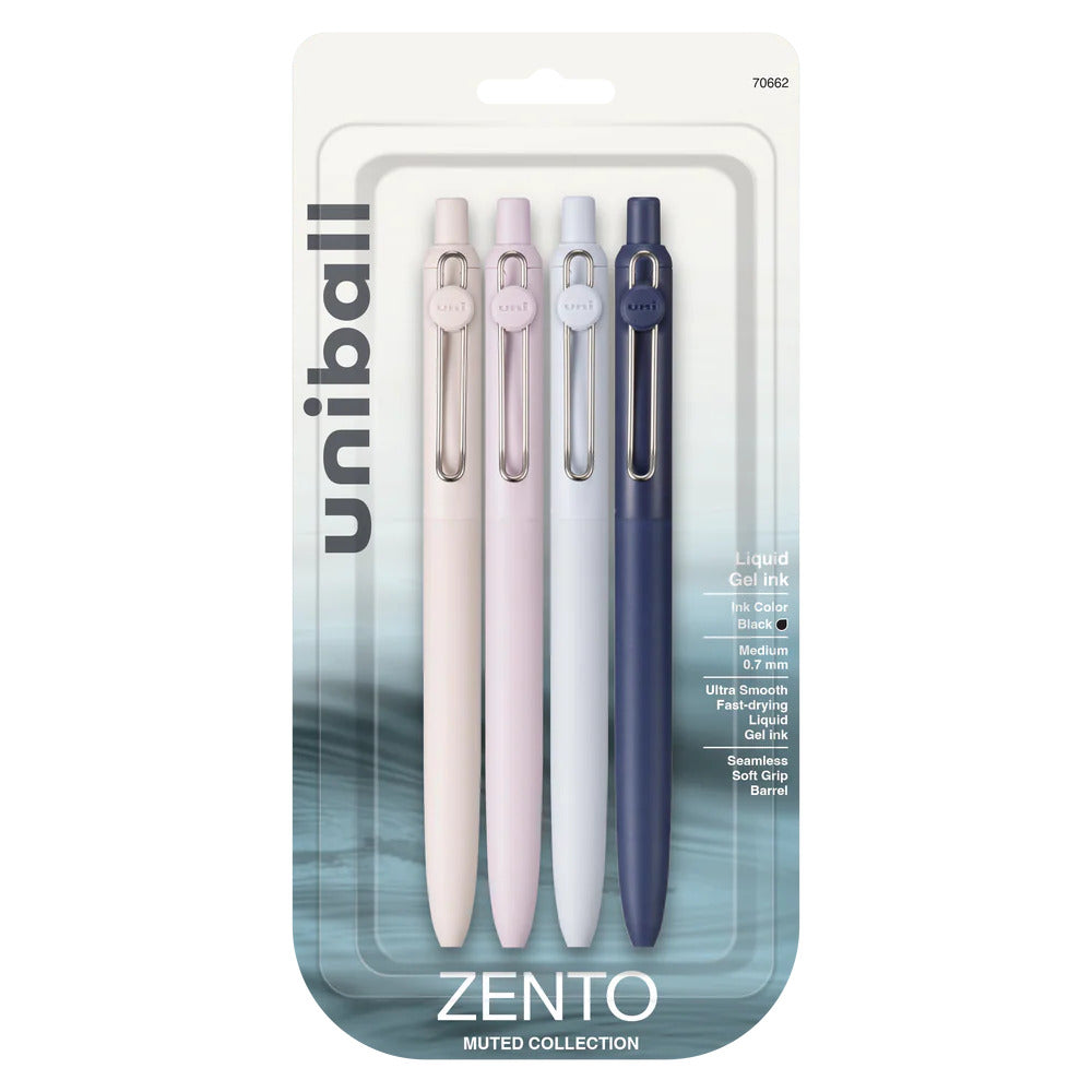 Zento Liquid Gel Ink Retractable Pen Set, 0.7mm - Muted (4pk)