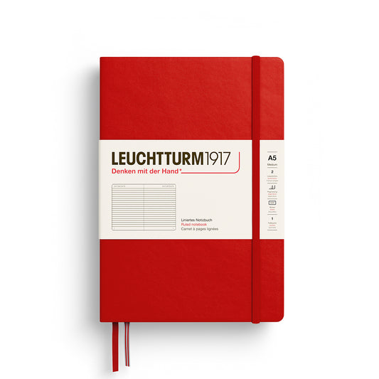 Notebook Medium (A5), Hardcover, 251 numbered pages, Cherry, ruled