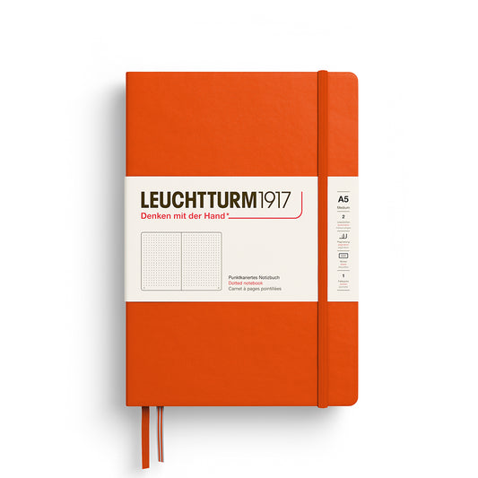 Notebook Medium (A5), Hardcover, 251 numbered pages, Pumpkin, dotted