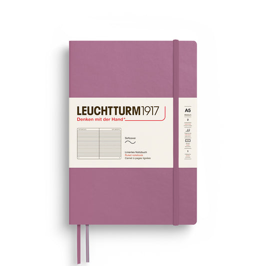 Notebook Medium (A5), Softcover, 123 numbered pages, Dusty Rose, ruled