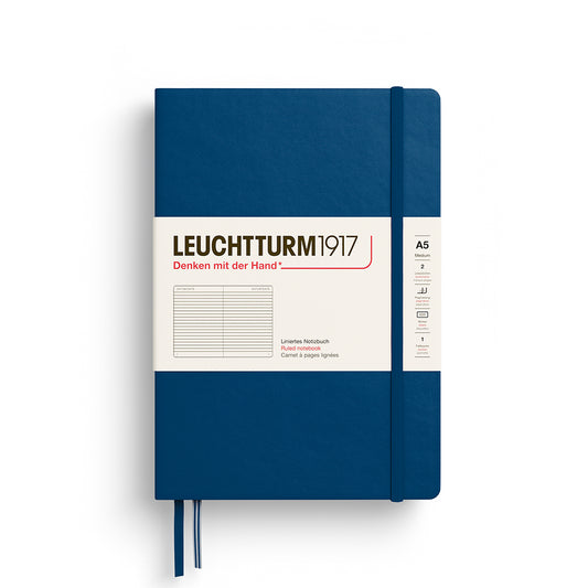 Notebook Medium (A5), Hardcover, 251 numbered pages, Indigo, ruled