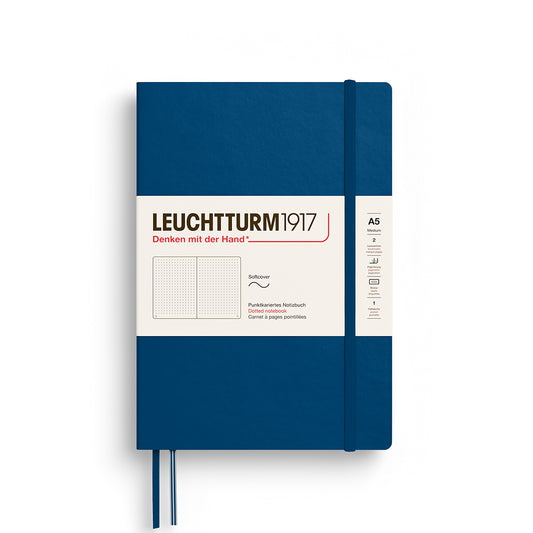 Notebook Medium (A5), Softcover, 123 numbered pages, Indigo, dotted