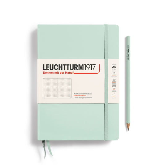 Notebook Medium (A5), Hardcover, 251 numbered pages, Mint Green, dotted