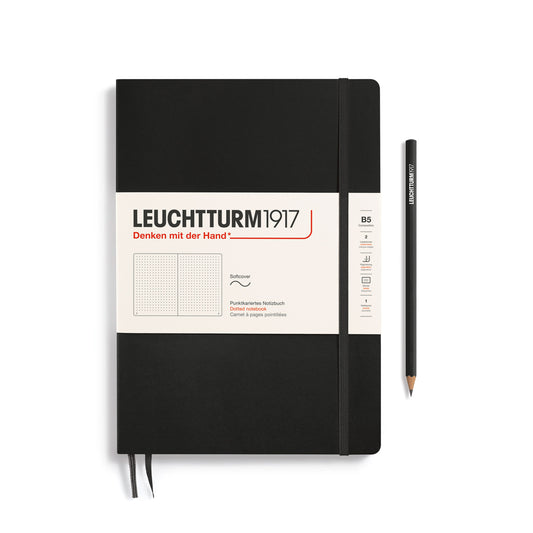 Notebook Composition (B5), Softcover, 123 numbered pages, Black, dotted