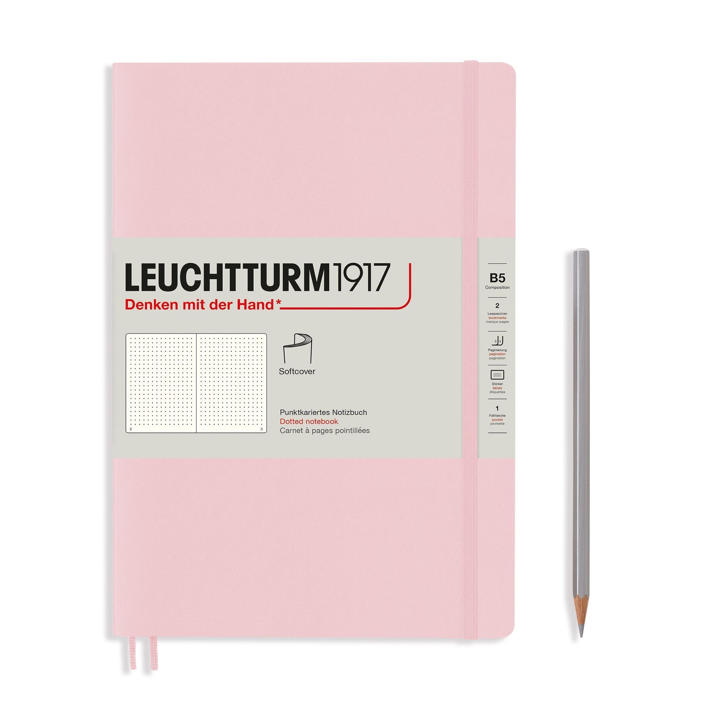 Notebook Composition (B5), Softcover, 123 numbered pages, Powder, dotted