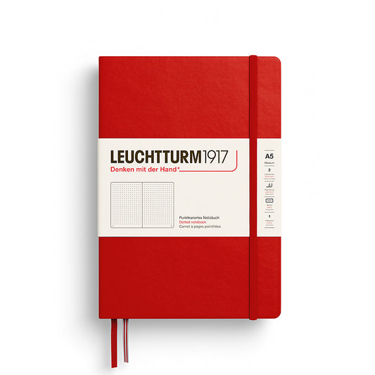 Notebook Medium (A5), Hardcover, 251 numbered pages, Cherry, dotted