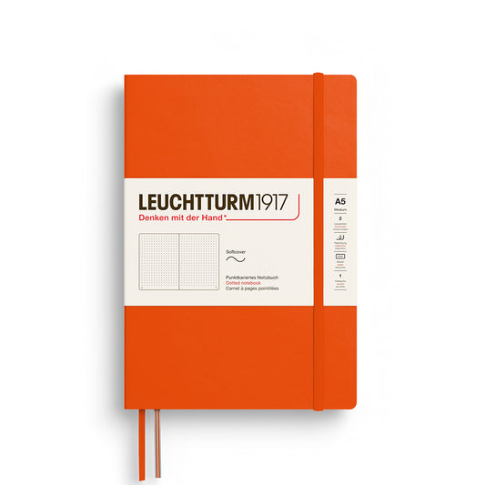 Notebook Medium (A5), Softcover, 123 numbered pages, Pumpkin, dotted