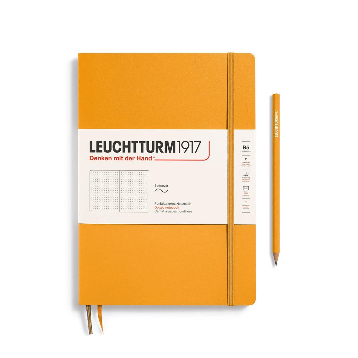 Notebook Composition (B5), Softcover, 123 numbered pages, Rising Sun, dotted