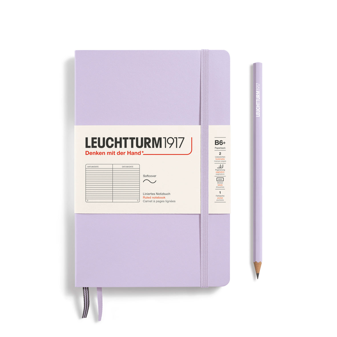 Notebook Paperback (B6+), Softcover, 123 numbered pages, Lilac, ruled