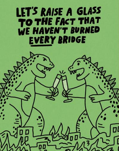Let's Raise A Glass Dinosaur Greeting Card