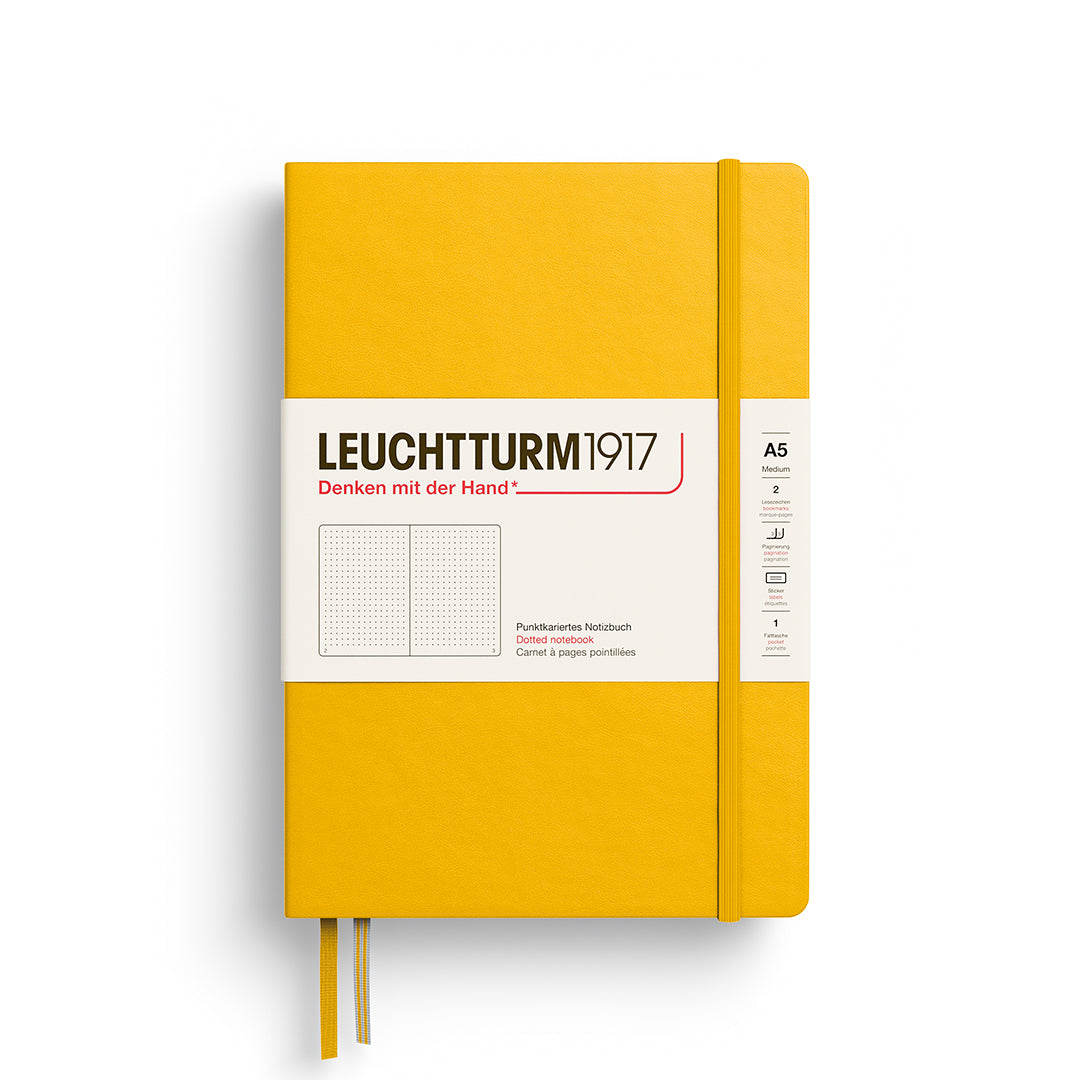 Notebook Medium (A5), Hardcover, 251 numbered pages, Sunflower, dotted