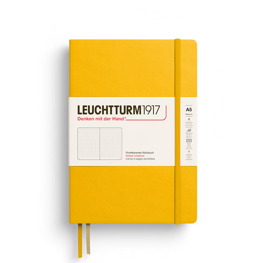 Notebook Medium (A5), Hardcover, 251 numbered pages, Sunflower, dotted