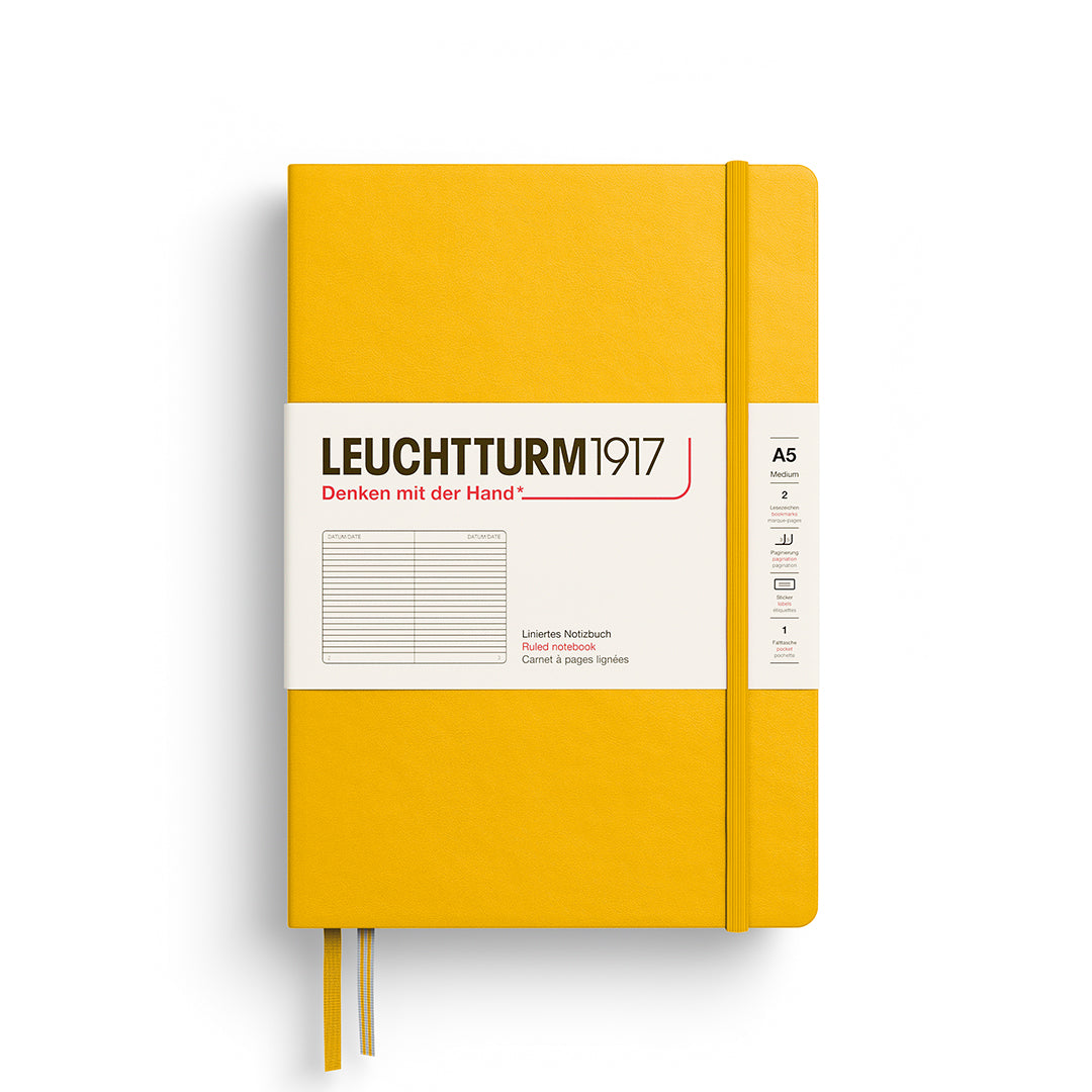 Notebook Medium (A5), Hardcover, 251 numbered pages, Sunflower, ruled